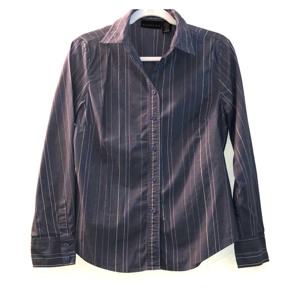 Fitted pinstriped button down dress shirt